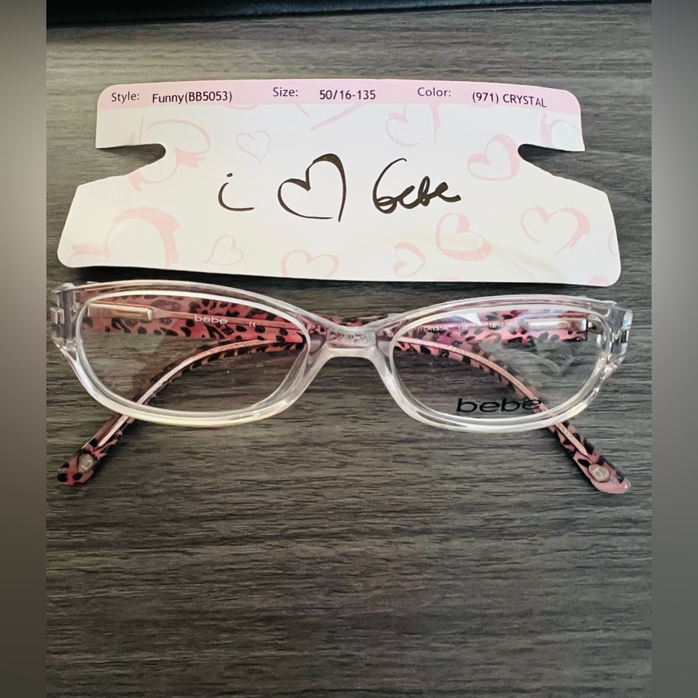 BeBe New Womans Petite Eyeglass Frame Clear Crystal 50/16
